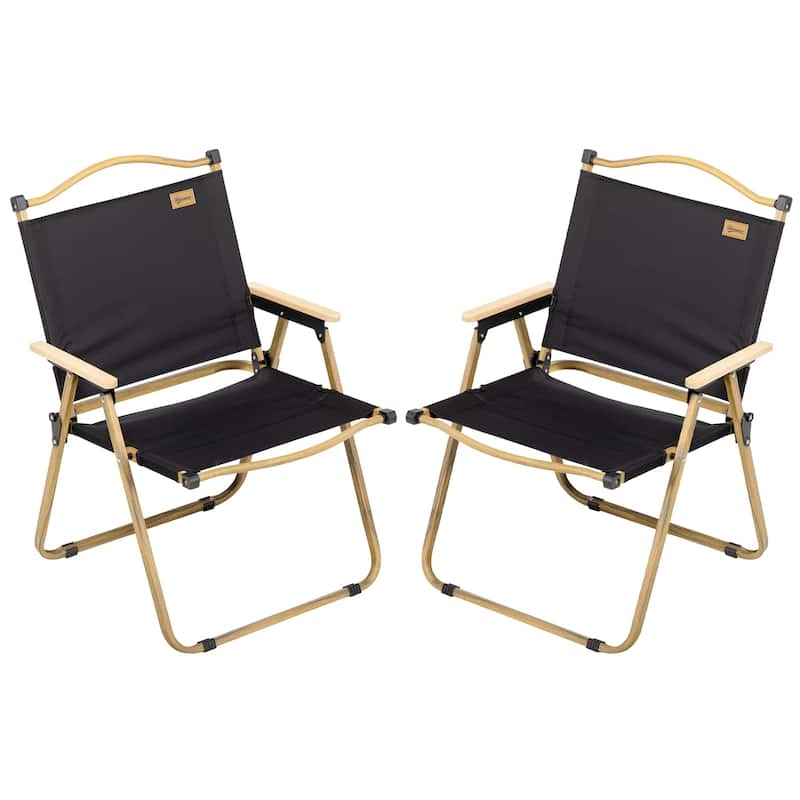Outsunny 2 Pack Folding Camping Chair, Portable Beach Chairs Armchairs for Festivals, Fishing, Picnic and Hiking - Black