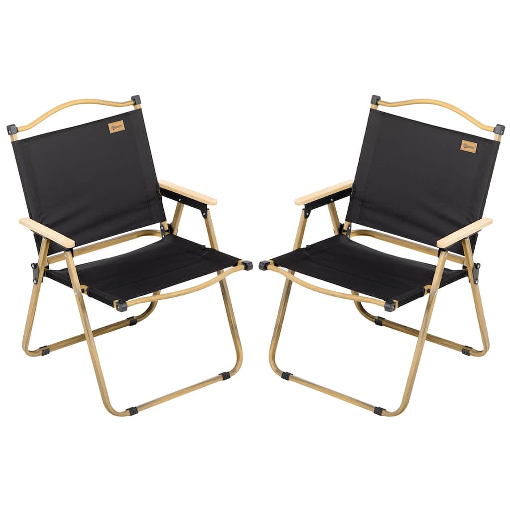 Outsunny 2 Pack Folding Camping Chair, Portable Beach Chairs Armchairs for Festivals, Fishing, Picnic and Hiking