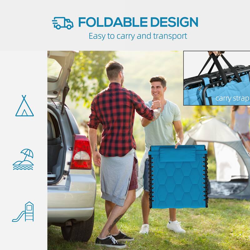 Folding Tanning Chair Set of 2, Outdoor Recliner Lounge Chairs with Pillow, Storage Pocket & Adjustable Backrest