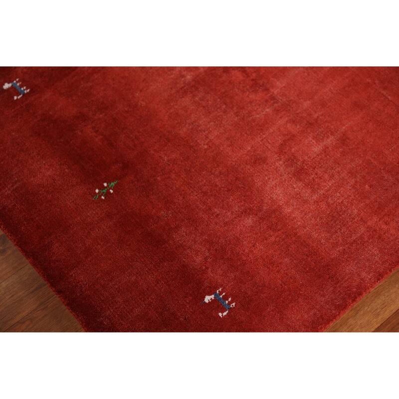 Hand Knotted Oriental 100% Wool Carpet Tribal Animal Pictorial Oranges & Rust Gabbeh Area Rug - 7' 7'' X 5' 3''