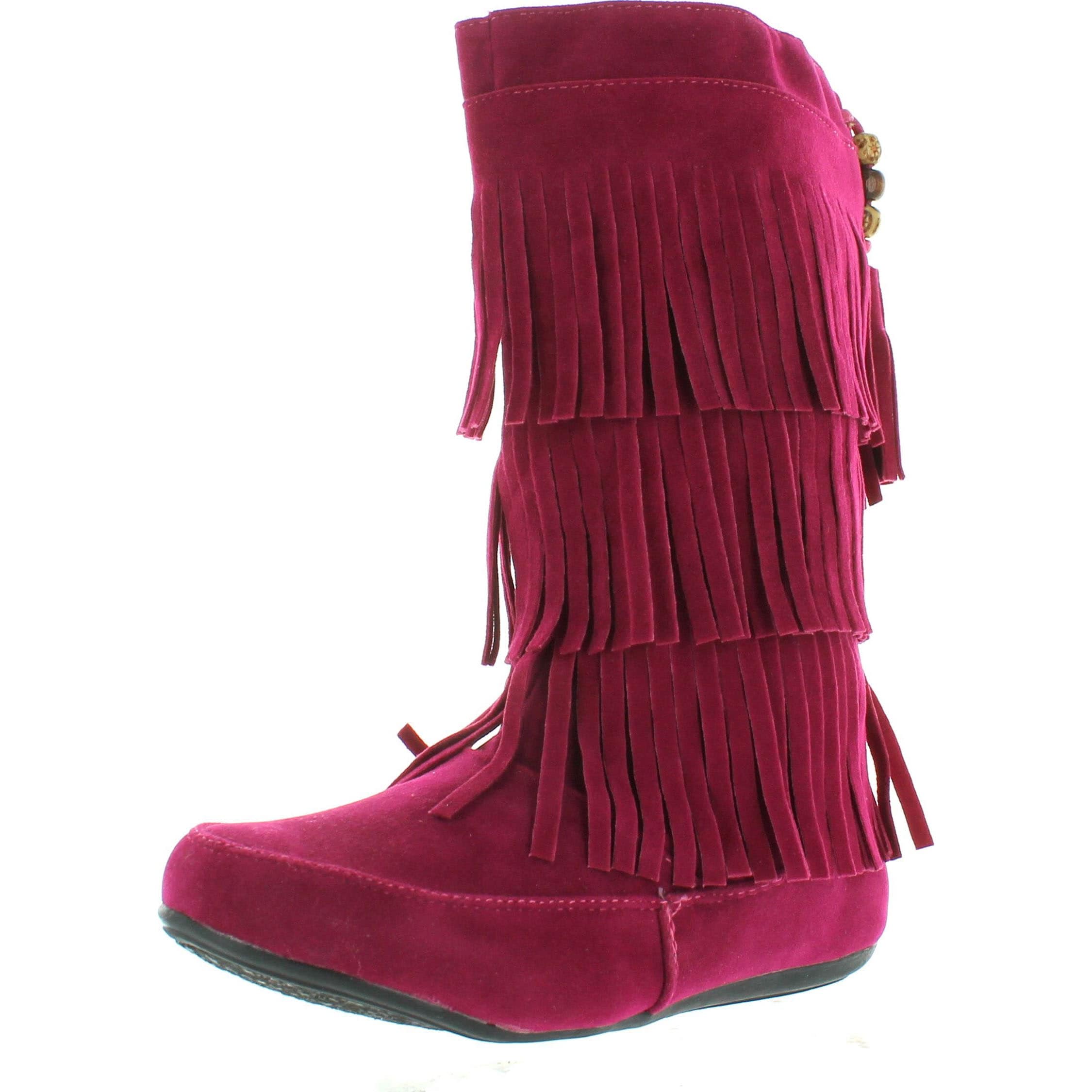 girls red fringe boots