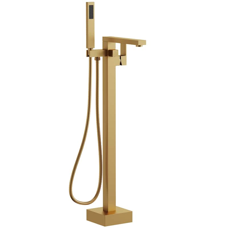 Single-Handle Claw Foot Freestanding Tub Faucet With Hand Shower - Brushed Gold