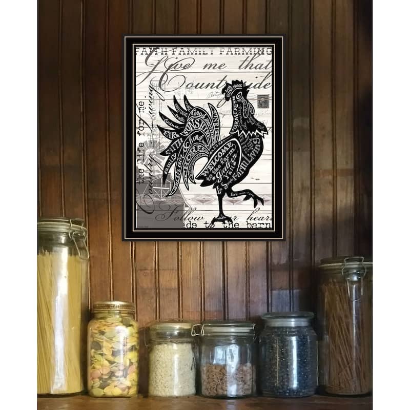 TrendyDecor4U Contemporary "WELCOME TO THE FARM CHICKEN" Framed Print Wall Art