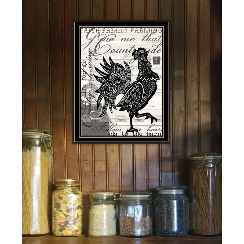 TrendyDecor4U Contemporary "WELCOME TO THE FARM CHICKEN" Framed Print Wall Art