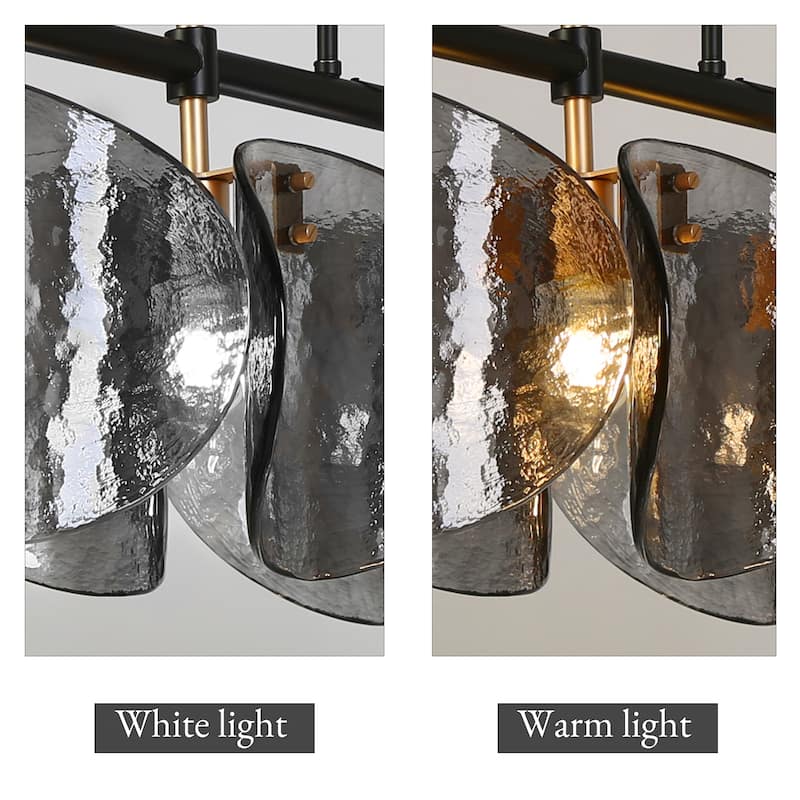 Modern 5-Light Smoky-gray Chandelier 52.1 IN Linear Island Lights - L 52.1" x W 9.8" x H 11"