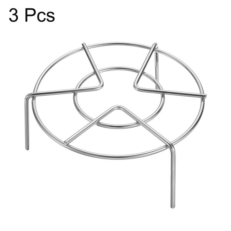 3pcs Steam Rack 6.3" Dia Metal Trivets for Cooker Silver (2.8" Tall)