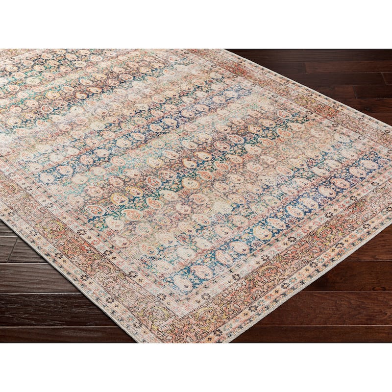 Livabliss Saffron Traditional Paisley Machine Washable Area Rug
