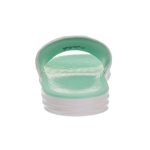 teal and white nike slides