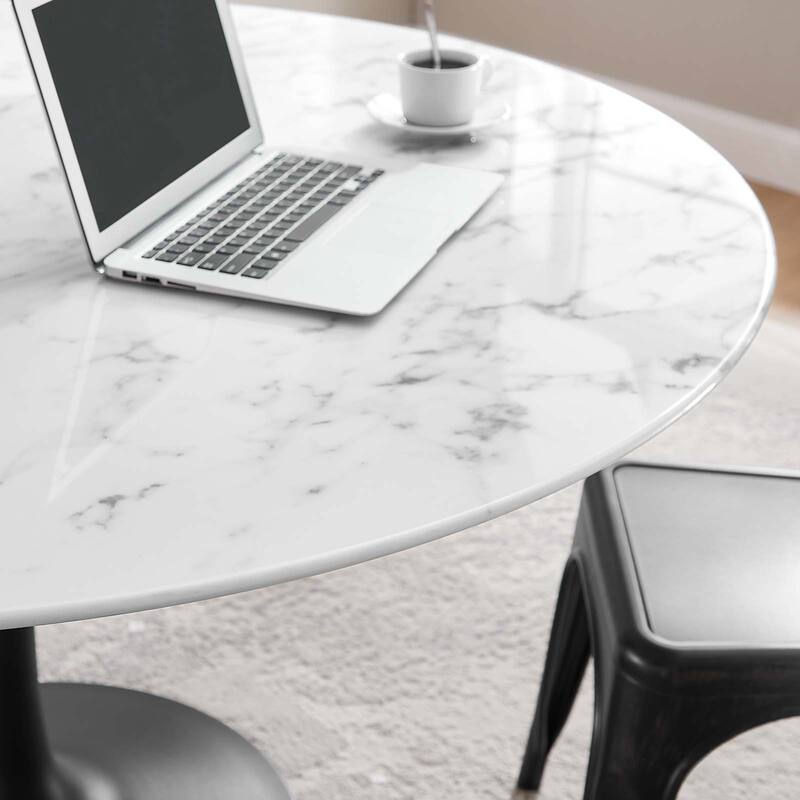 54" Round Artificial Marble Dining Table