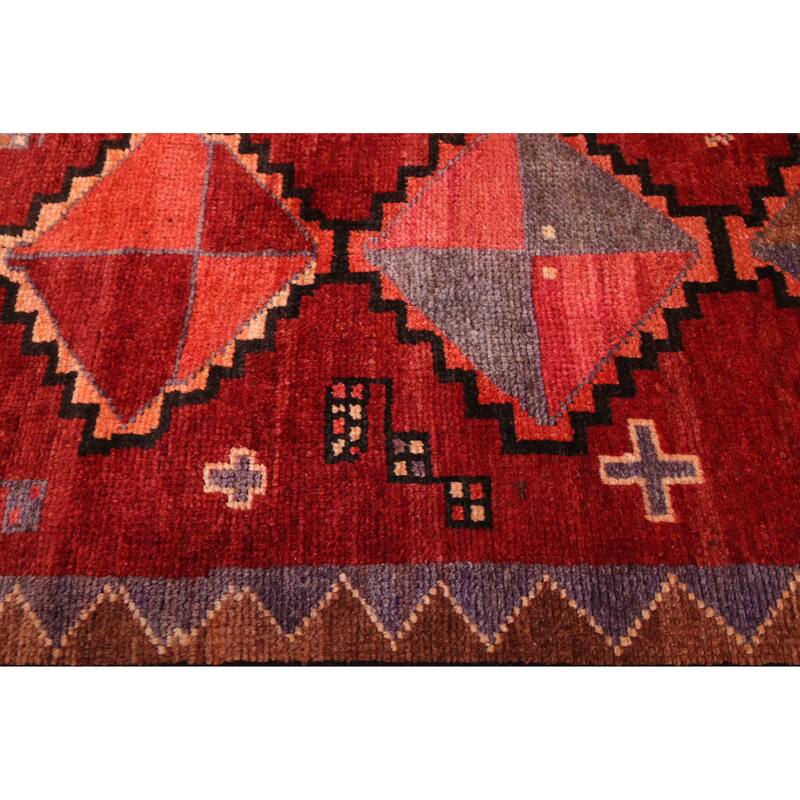 ECARPETGALLERY Hand-knotted Melis Vintage Dark Red Wool Rug - 4'4 x 6'6