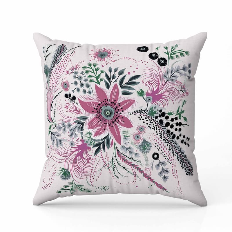 Enchanting Bouquet Faux Suede Reversible Throw Pillow Pink and Green