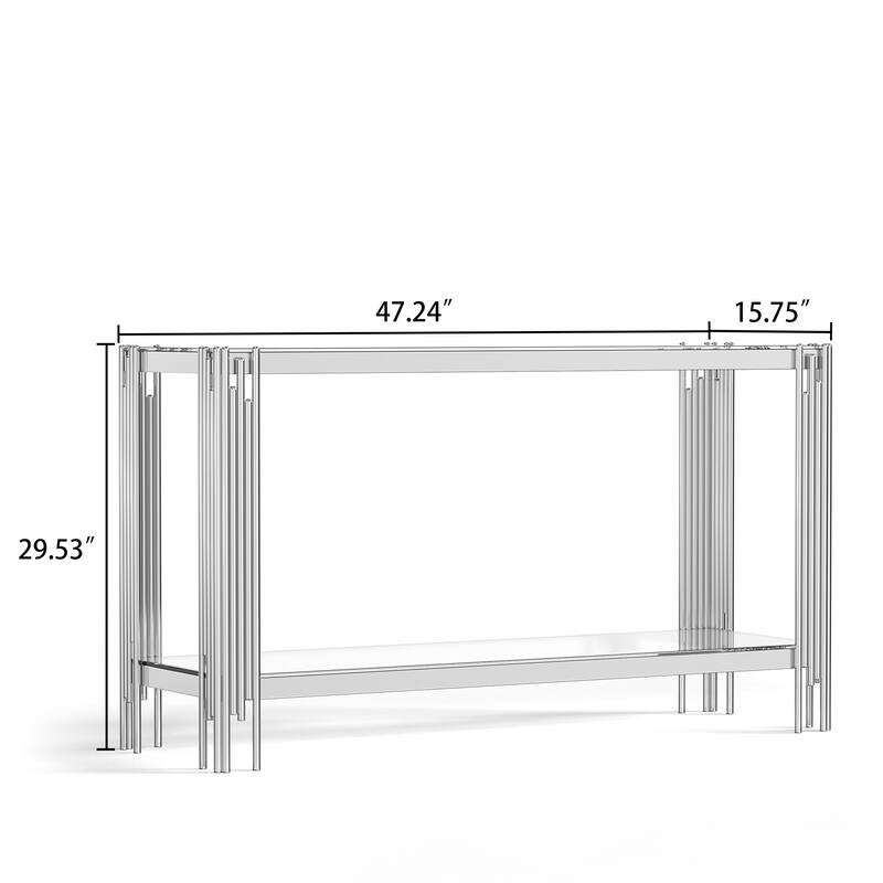 47.24" Metal Console Table with 2-Tier Stainless Frame