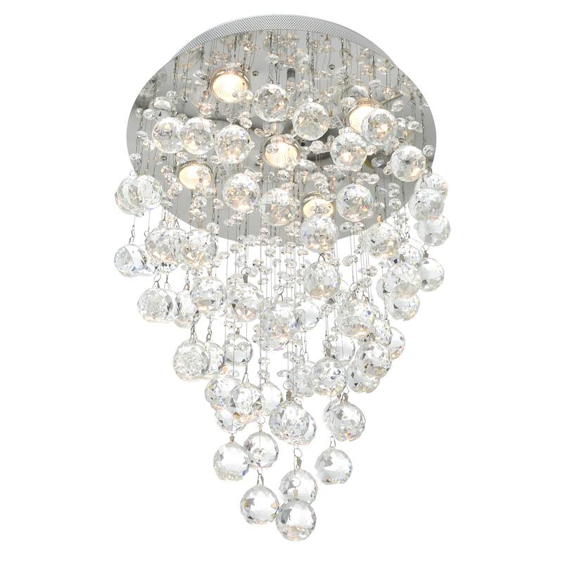 Rain Drop 5 Light Flush Mount With Chrome Finish