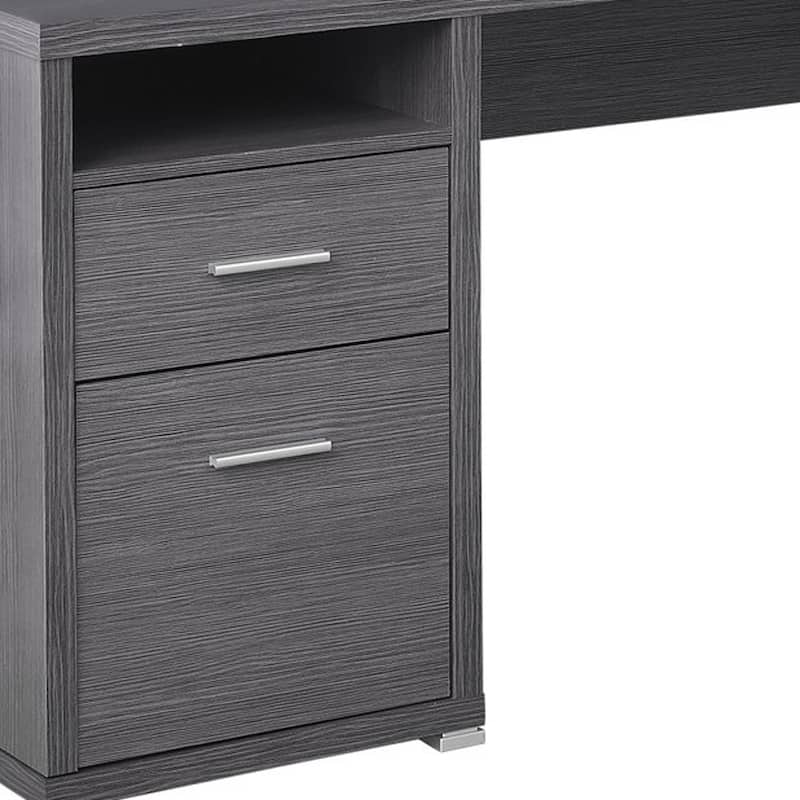 HomeRoots 79" Gray and Silver L Shape Computer Desk With Two Drawers
