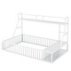 preview thumbnail 18 of 16, Full Size Floor Bed Frame with Safety Fence,Metal Floor Bed with Desk and Storage Shelves,Playhouse for Kids,Black