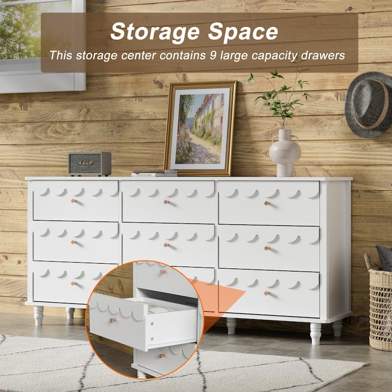 Princess Storage Set 9-Drawer Lace Dresser with Nightstand