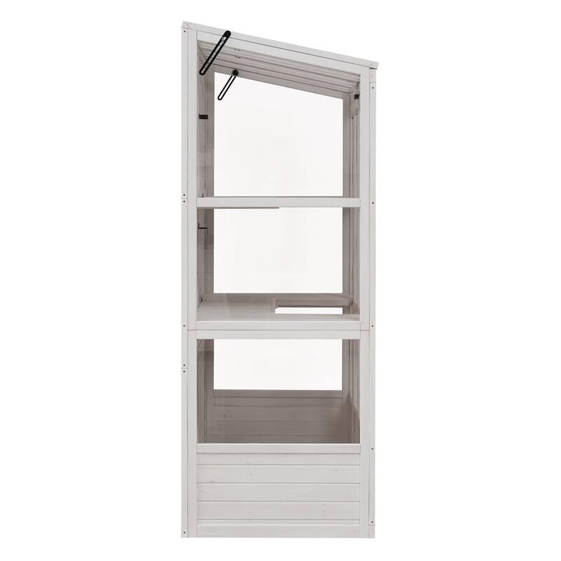 78" Wooden Walk-In Outdoor Greenhouse with Skylights & Folding Shelves