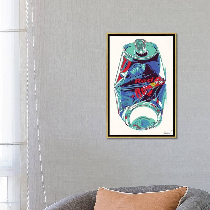 iCanvas "Crashed Red Bull Can" by Vitali Komarov Framed Canvas Print