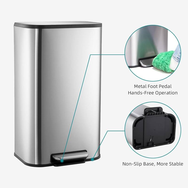 13.2 Gal/50L Trash Can, with Removable Inner Buckets