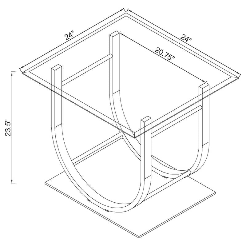 Danville Square U-Shaped Glass Top Side End Table Chrome