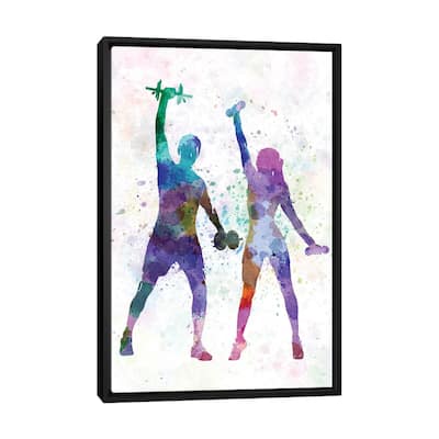 iCanvas "Woman And Man Exercising" by Paul Rommer Framed Canvas Print