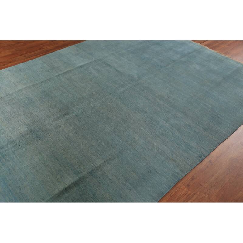Light Blue Gabbeh Oriental Area Rug Hand-Knotted Wool Carpet - 6'0" x 8'10"
