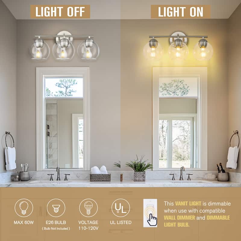 Globe Bathroom Vanity Light Bathroom Over Sink Lighting