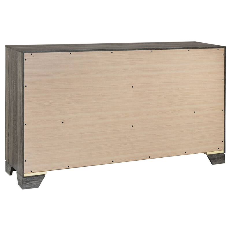 6-Drawer Brown Oak Dresser Cabinet with Modern Sleek Lines, Smooth Glide Drawers, and Durable Bedroom Storage