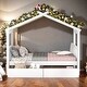 preview thumbnail 1 of 7, Twin Size White Wooden House Bed with Drawers White - Twin