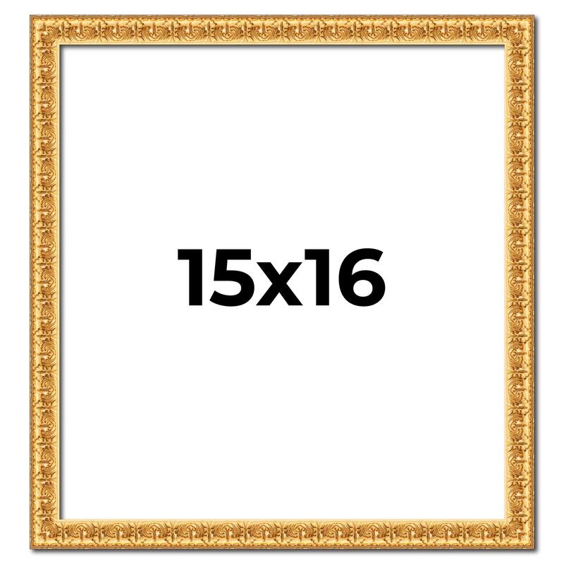 15x16 Frame Gold Real Wood Picture Frame Width 1 inches | Interior