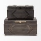 preview thumbnail 2 of 7, Cassia Set of Two Dark Stained Wooden Boxes - 21L x 11W x 10H; 16L x 10W x 8H