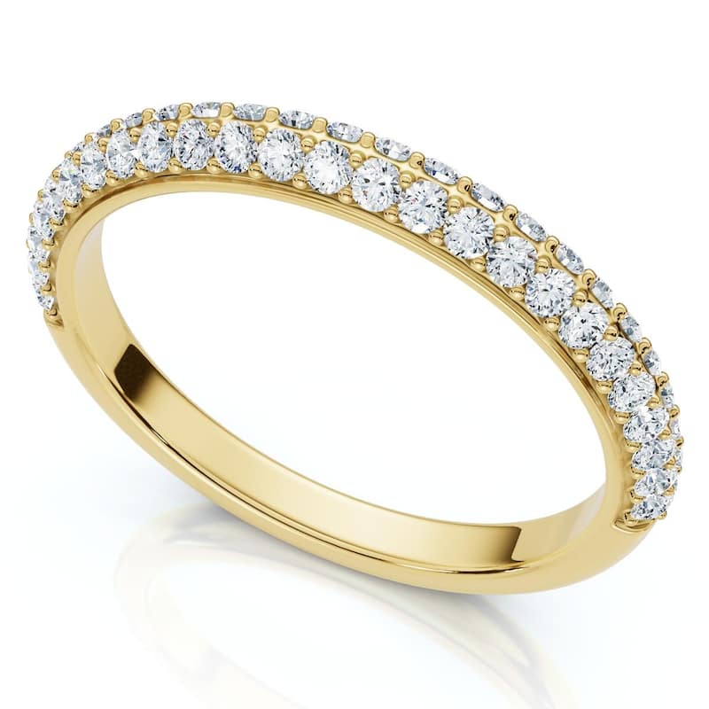 Bliss Diamond 1/4Ct TW Diamond Micro Pave Wedding Ring Stackable Band Gold Lab Grown - 8 - Yellow