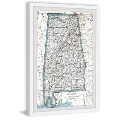 'Green Alabama Map' Framed Painting Print