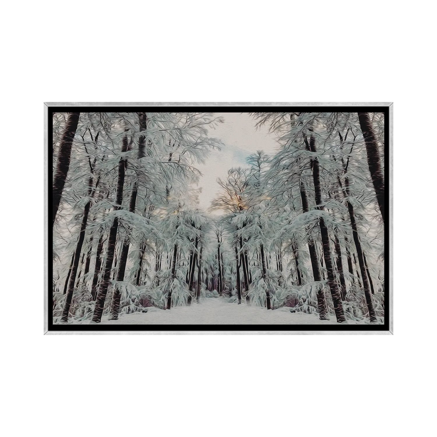iCanvas "Sunset In The Winter Forest" by Ievgeniia Bidiuk Framed