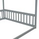 preview thumbnail 25 of 49, Full Size Wood Canopy Bed with Guardrails,Floor Bed For Kids