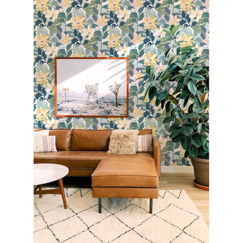 A-Street Prints Koko Turquoise Floral Wallpaper