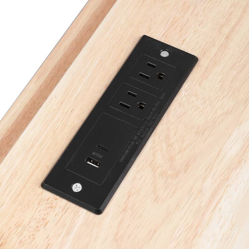 Mobile Kitchen Island 56.5 Inch with Drop Leaf 5 Drawers and USB Power Outlet