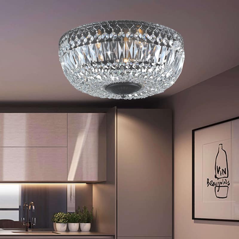 Silver Orchid 14-inch Crystal Flush Mount Chandelier