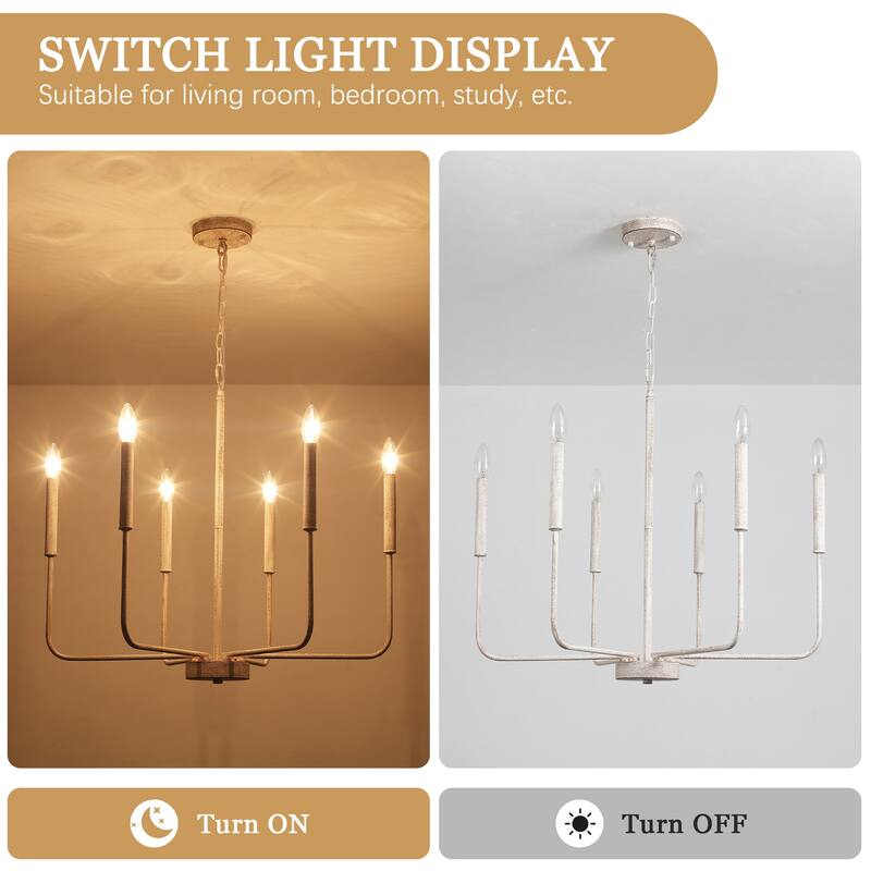 Modern 6-Light Candle Chandelier Classic Ceiling Light for Dining Room Kitchen Island - N/A