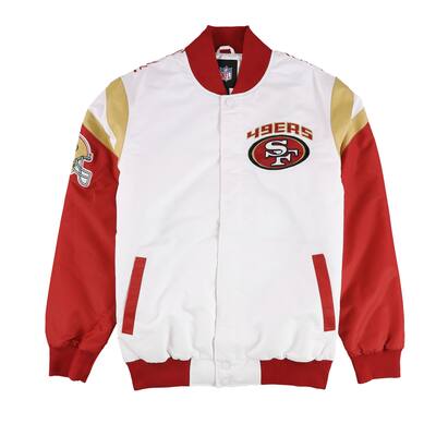 G-III Sports Mens San Francisco 49ERS Varsity Jacket,, White, Large