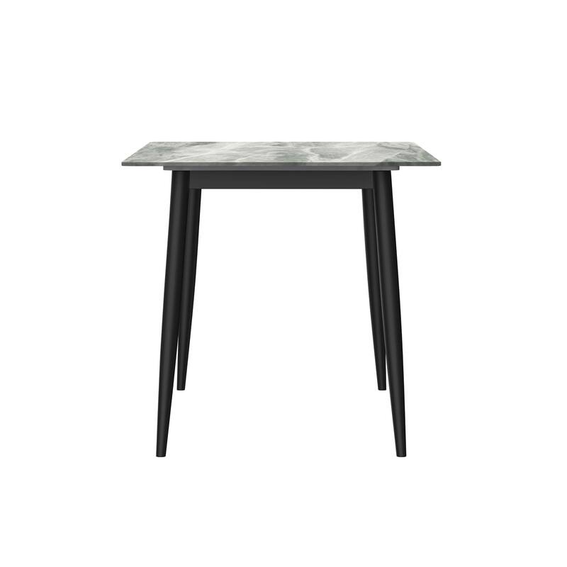 Zayle Rectangular Dining Table with Glass/Sintered Stone Tabletop in Steel