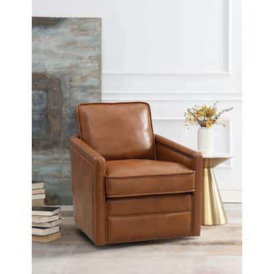Brown 30" Faux Leather Accent Chair