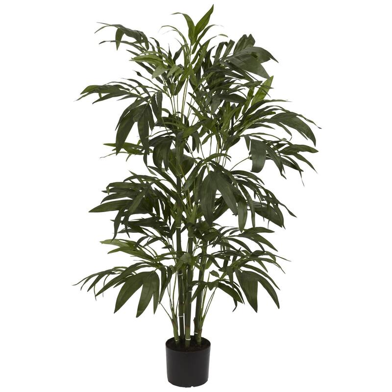 4ft Bamboo Palm Tree - Artificial Silk Plant with Pot - Home Office Decor - 4ft.