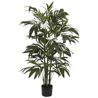 4ft Bamboo Palm Tree - Artificial Silk Plant with Pot - Home Office Decor - 4ft.