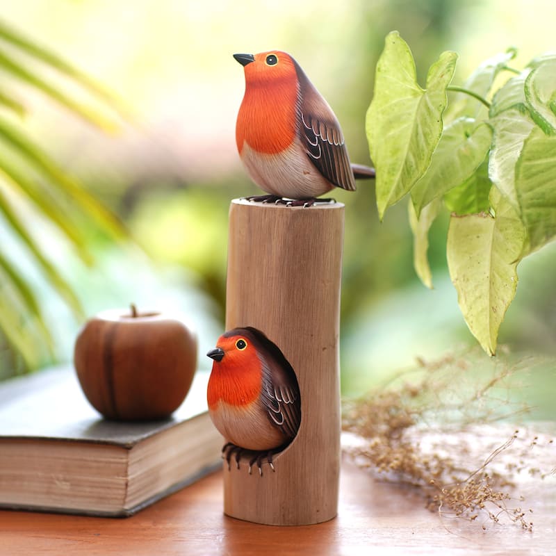 Novica Handmade Robins Apartment Wood Sculpture