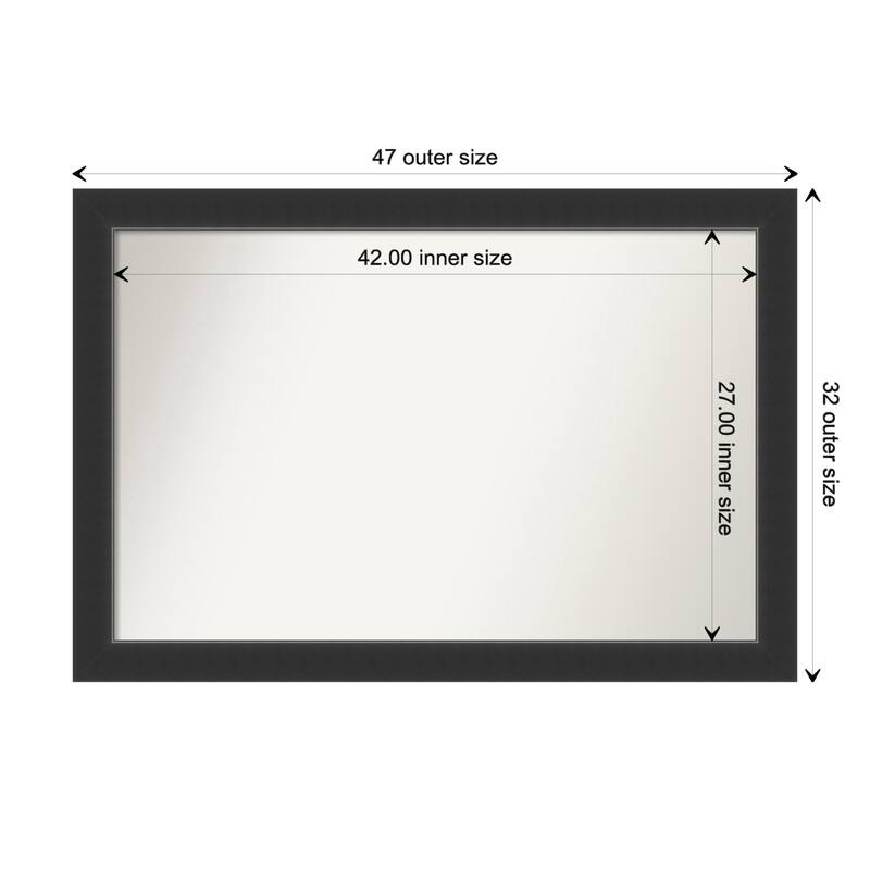 Corvino Black Framed Non-Beveled Custom Wall Mirror, Bathroom Vanity Mirror - Outer Size: 47 x 32