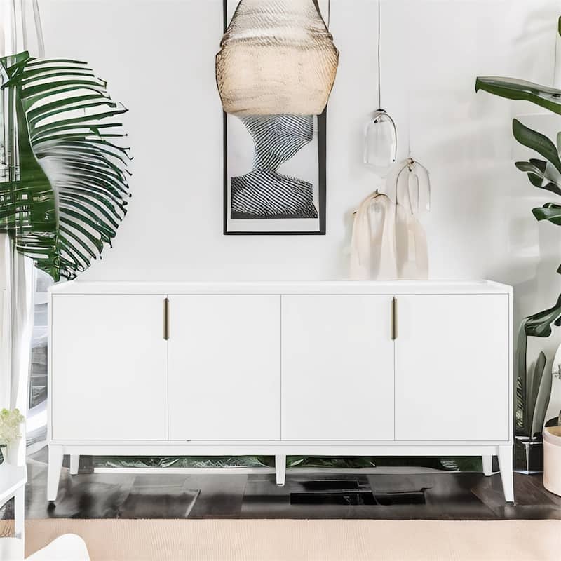 Storage Cabinet Sideboard Wooden Cabinet w/ 4 Doors，Adjustable Shelf