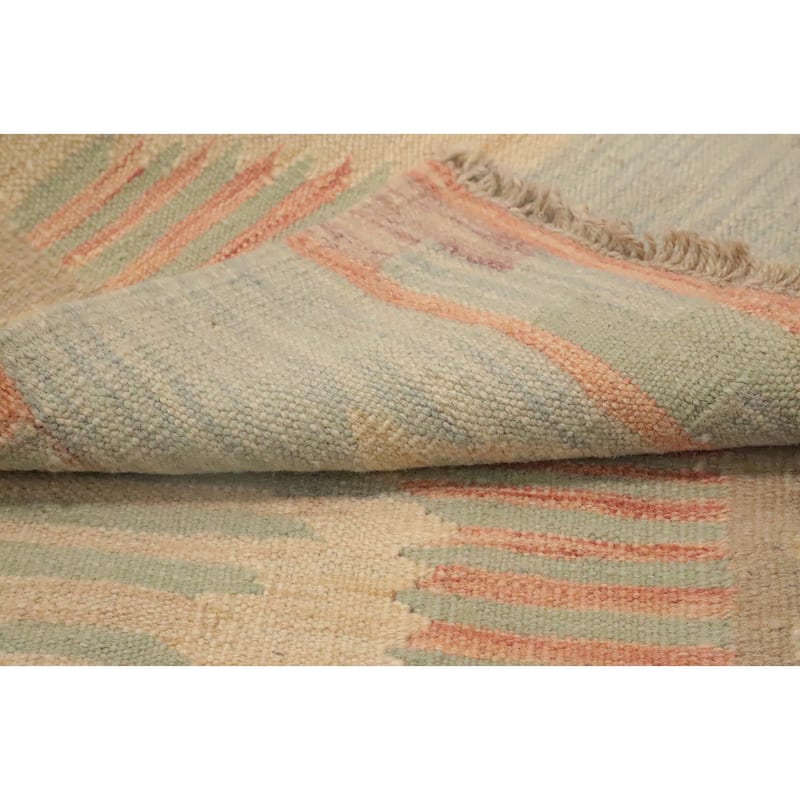 Hand Woven Oriental 100% Wool Carpet Southwestern Tribal Multi-Colored Kilim Runner Rug - 8' 0'' X 2' 2''
