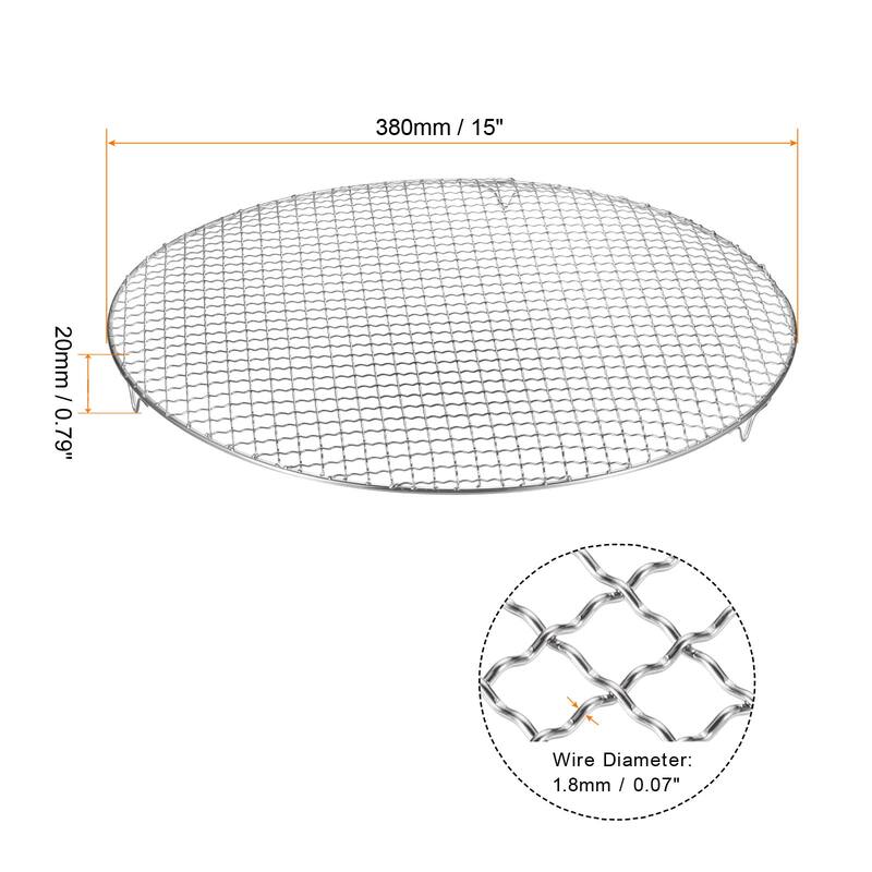 Round Cooking Rack 15" 201 Stainless Steel Barbecue Grill with 20mm Legs - 15 Inch - Silver