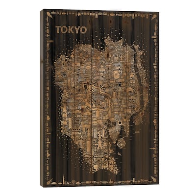 Glam Iconic Cities-Tokyo Print On Wood by Rafael Esquer - Multi-Color
